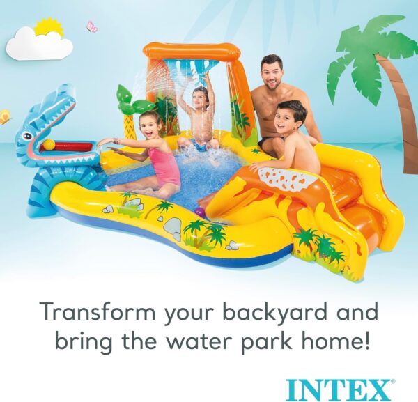 Intex Inflatable Water Slide & Kids Pool, 98" x 75" x 43", Dinosaur Play Center - Backyard Outdoor Blow-Up Splash Pad w/ Sprinkler for Toddlers Ages 2+ - Image 2