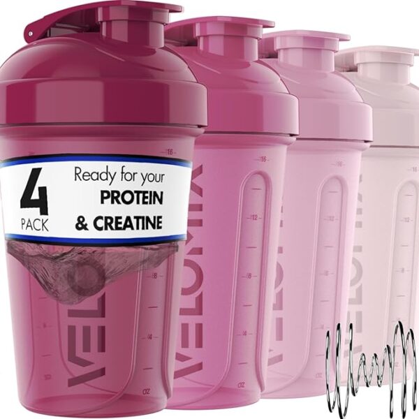 -4 PACK- 20 OZ Protein Shaker Bottles for Protein Mixes, Shaker Cups for Protein Shakes, Small Shaker Bottle Pack, Shaker Cup, Shakers for protein Shakes (Berry Blend-4 Pack) - Image 2