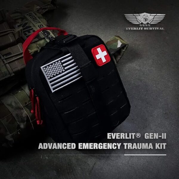 EVERLIT Advanced Emergency Trauma Kit, CAT GEN-7 Tourniquet Mil-Spec Nylon Laser Cut Pouch with 36" Splint, Military Combat Tactical IFAK for First Aid Response Bleeding Control - Image 4