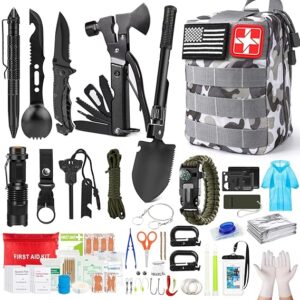 Survival Kits,222 PCS Emergency Survival Gear First Aid Kits with Molle System Compatible Bag Outdoor Camping Gear Emergency Kits for Hunting,Hiking,Fishing, Gifts for Men Women