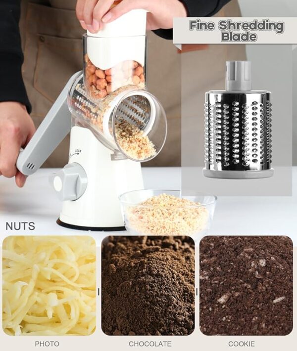 Silicone Baking Pastry Mat with Dough Cutter, Ourokhome 20'' X 16" Extra Thick Kneading Rolling mat, Rotary Cheese Grater Shredder - 3 Drum Blades Manual Speed Round Food Slicer Nut Grinder - Image 5