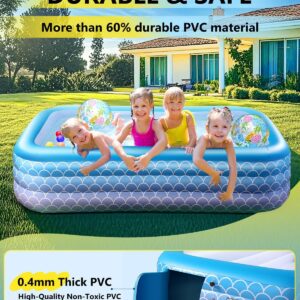 2025 Upgrade Inflatable Pool for Kids and Adults-130"*72"*22" Full-Sized Inflatable Swimming Pool Leakproof Blow Up Above Ground for Backyard Outdoor Garden Summer Water Party Blue