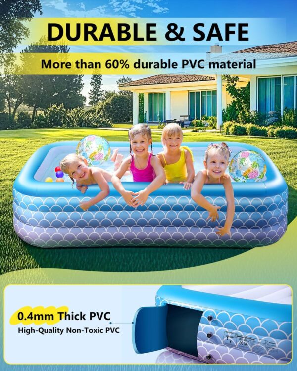 2025 Upgrade Inflatable Pool for Kids and Adults-130"*72"*22" Full-Sized Inflatable Swimming Pool Leakproof Blow Up Above Ground for Backyard Outdoor Garden Summer Water Party Blue