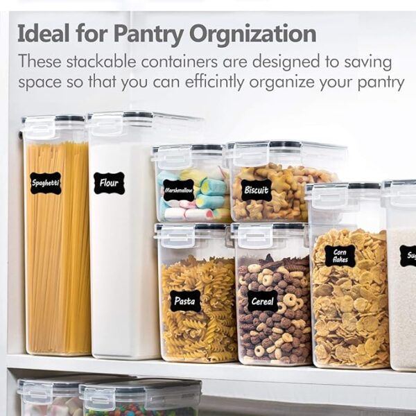 CHEFSTORY Airtight Food Storage Containers Set, 14 PCS Kitchen Storage Containers with Lids for Flour, Sugar and Cereal, Plastic Dry Food Canisters for Pantry Organization and Storage - Image 5
