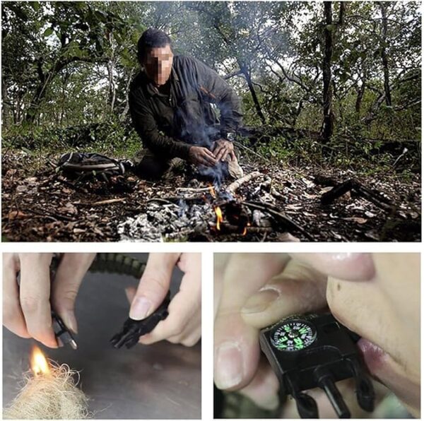 MQQC Kissmi 10 Pack Paracord Bracelet Survival Gear with Compass, Fire Starter, Whistle and Emergency Knife,Best Wildness Survival -Kit for Camping/Hiking - Image 4