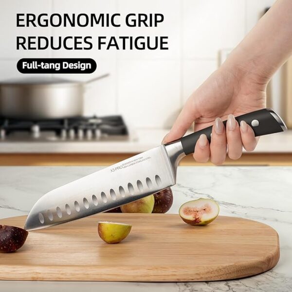 Knife Set with Block Premium, Japanese 15 Piece Ultra Sharp High Carbon Stainless Steel Kitchen Knives set with Sharpener, Professional Knife Block Set with Ergonomic Handle for Home Chefs - Image 4