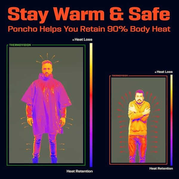 PREPARED4X Emergency Poncho and Mylar Blanket Liner - Waterproof, Wind-Resistant Outdoor Rain Poncho for Camping, Emergencies - Image 4