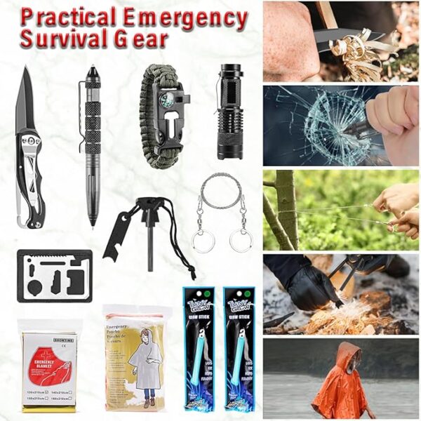 Emergency First Aid Kit - 282 Piece Premium Survival Gear Essentials Supplies for Car, Trucks, Hiking, Travel, Camping, Boating and Adventures, Waterproof Compact Molle Pouch Survival Kit - Image 4
