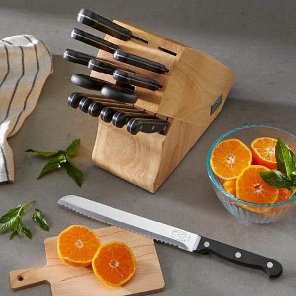 Chicago Cutlery Essentials (15-PC) Stainless Steel Kitchen Knife Block Set With Block, Sharp Stainless Steel Cutlerly Chef Knives Set & Scissors Shears - Image 6