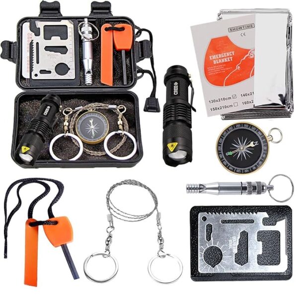EMDMAK Survival Kit Outdoor Emergency Gear Kit for Camping Hiking Travelling or Adventures