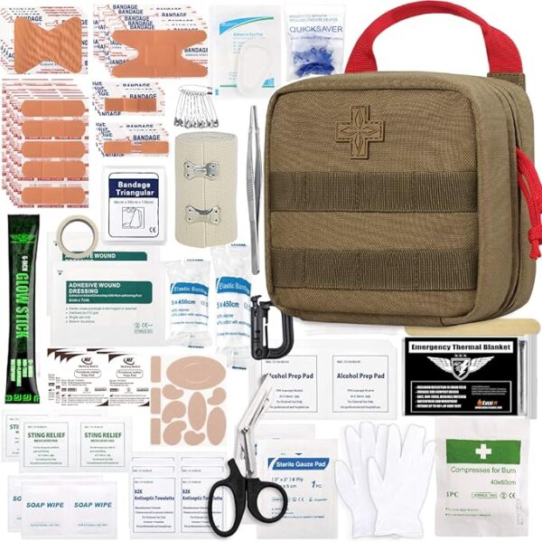 Everlit 180 Pieces Tactical First Aid Kit IFAK Molle EMT Pouch Outdoor Camping Emergency Kits for for Camping Boat Hunting Hiking Home Car Earthquake and Adventures - Image 2