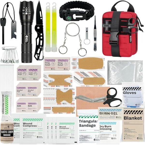 RHINO RESCUE Survival First Aid Kit, HSA/FSA Eligible, Emergency Kit Molle Pouch IFAK Medical Kit for Vehicles Car Camping Backpacking Hiking Hunting - Image 2