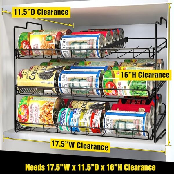 Deco Brothers Stackable Can Rack Organizer for Kitchen and Pantry, 3 Tier, Black - Image 5