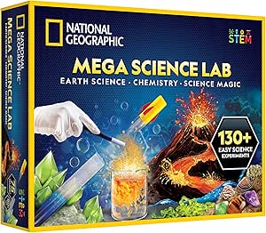 National Geographic Mega Science Lab - Science Kit for Kids with 130+ Easy Experiments, Featuring Earth Science, Chemistry Set, and Magic STEM Projects for Boys and Girls (Amazon Exclusive)