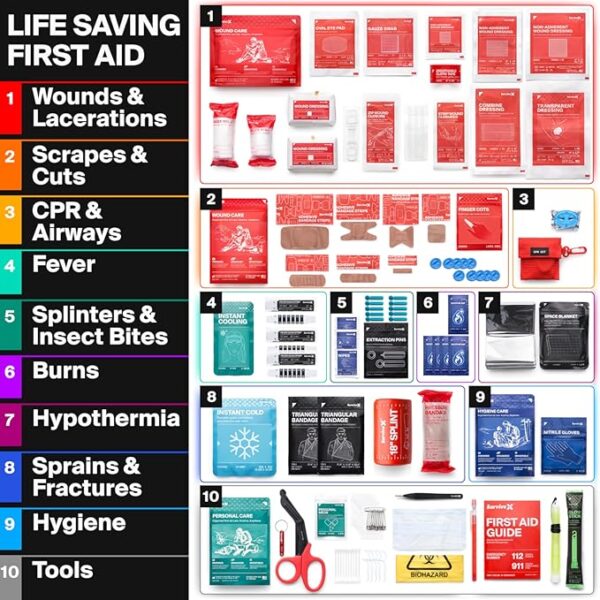 Large First Aid Kit for Car, Travel & Home - Emergency Kit for Hiking, Camping, Backpacking and Outdoors - Includes Zip Stitch Wound Closure Strips - FSA HSA Approved - Image 5
