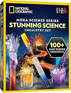 Stunning Chemistry Set - Mega Science Kit with 100+ Easy Experiments- Make a Volcano and Launch a Rocket, STEM Projects for Kids Ages 8-12, Science Toys (Amazon Exclusive)