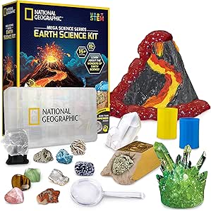 NATIONAL GEOGRAPHIC Earth Science Kit – 100+ Science Experiments & Activities for Kids, Crystal Growing, Volcano Science Kit, Rock Collection, STEM Project Toy for Boys & Girls (Amazon Exclusive)