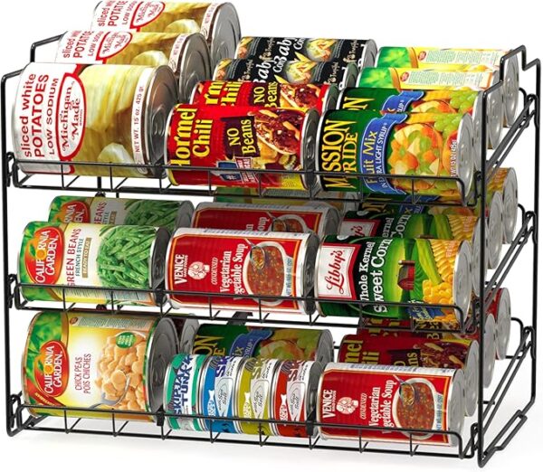Deco Brothers Stackable Can Rack Organizer for Kitchen and Pantry, 3 Tier, Black - Image 2