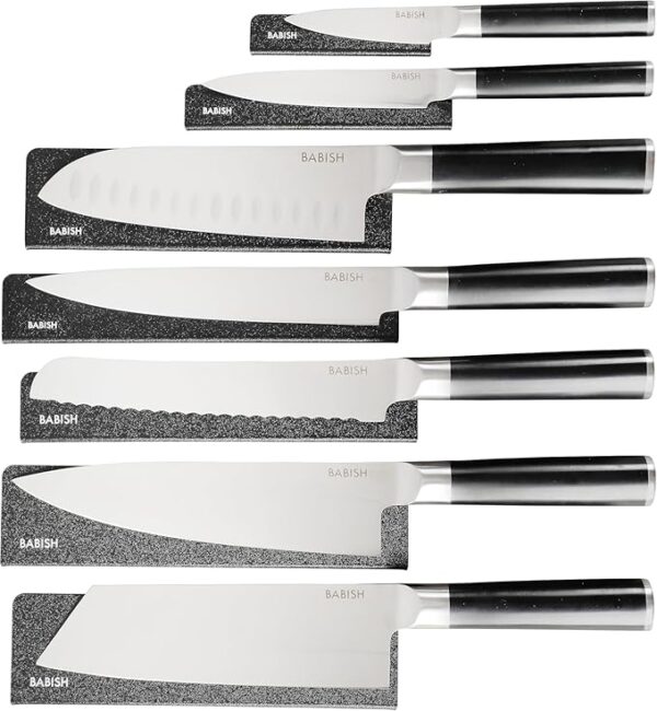 Babish High-Carbon 1.4116 German Steel 14 Piece Full Tang Forged Kitchen Knife Set W/Sheaths - Image 2