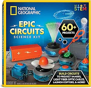 National Geographic Circuit Maker - Electronics Kit for Kids with 60 Electrical Circuit Projects, Electric STEM Toy