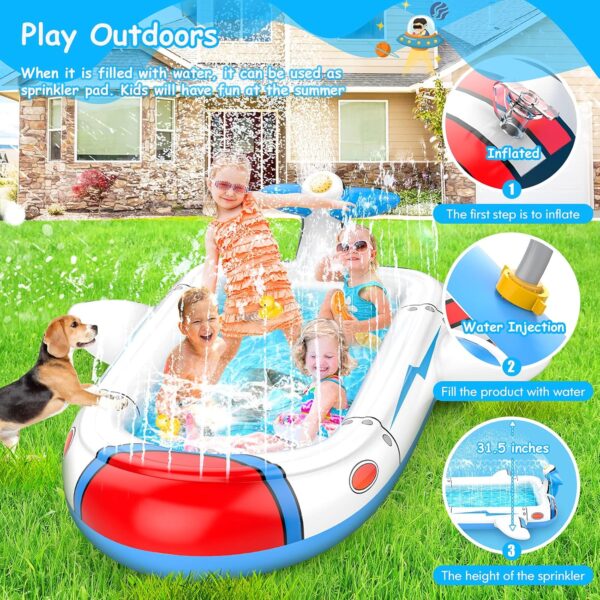 Kiddie Pool for Toddlers, Splash Pad for Kids Ages 4-8, 68" Inflatable 3-in-1 Swimming Pool for Kids, Backyard and Outside Sprinkler Play Mat Wading Pool for 3 4 5 6 Year Old Kids - Image 3