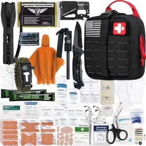 Everlit Survival Upgraded Survival First Aid Kit Emergency Gear Trauma Kit with 1000D Nylon Laser Cut Tactical EMT Pouch for Outdoor, Camping, Hunting, Hiking, Earthquake, Home, Office