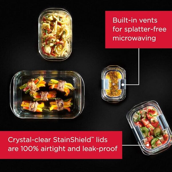 Rubbermaid Brilliance Glass Food Storage Containers, 3.2 Cup, Set of 4, BPA-Free, Leak-Proof, Clear - Image 3