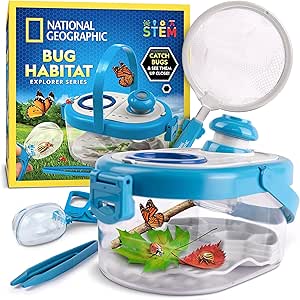NATIONAL GEOGRAPHIC Bug Catcher Kit for Kids - Kids Bug Habitat with Magnified Viewer, Bug Catcher, Tweezers & Learning Guide, Insect Habitat, Outdoor Toys, Kids Bug Catching Kit, Bug Cage, Bug Box