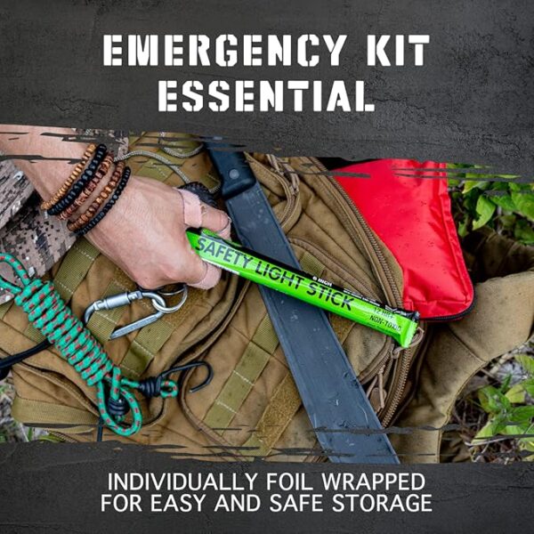 Emergency Glow Sticks with 12 Hours Duration, Individually Wrapped Industrial Grade Glowsticks for Survival Gear, Camping Lights, Power Outages and Military Use - Image 6