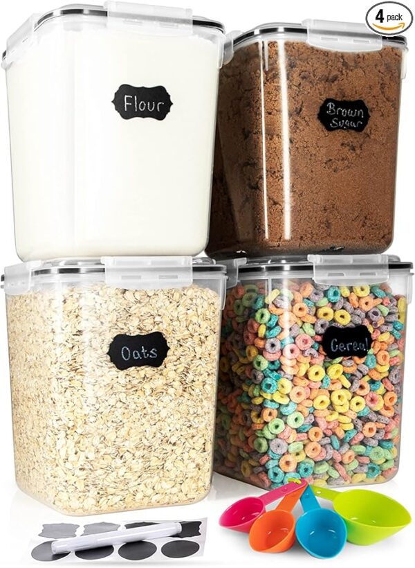 Flour Sugar Storage Containers (5.3L/4pk) Great Rice Canisters Sets For The Kitchen pantry, Large Food Storage Containers With Lids Airtight - Image 2