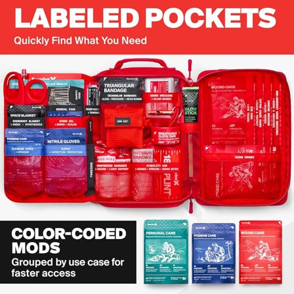 Large First Aid Kit for Car, Travel & Home - Emergency Kit for Hiking, Camping, Backpacking and Outdoors - Includes Zip Stitch Wound Closure Strips - FSA HSA Approved - Image 4