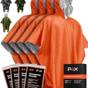 PREPARED4X Emergency Poncho and Mylar Blanket Liner - Waterproof, Wind-Resistant Outdoor Rain Poncho for Camping, Emergencies