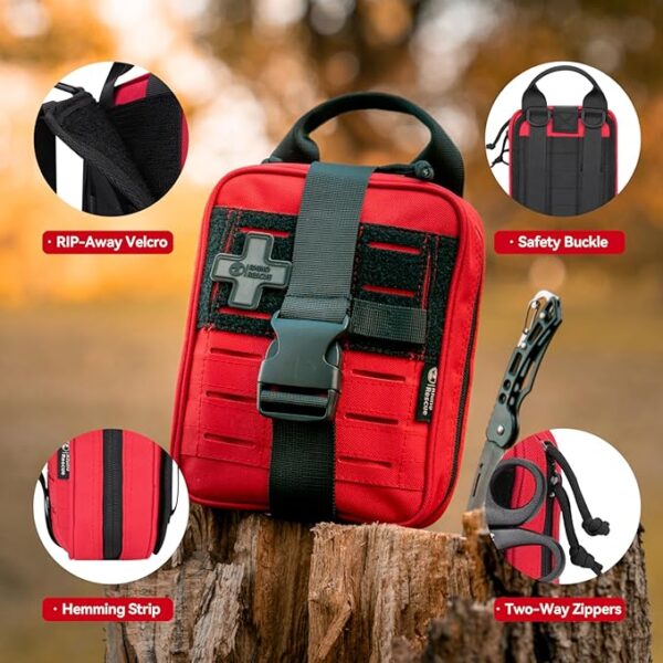 RHINO RESCUE Survival First Aid Kit, HSA/FSA Eligible, Emergency Kit Molle Pouch IFAK Medical Kit for Vehicles Car Camping Backpacking Hiking Hunting - Image 3