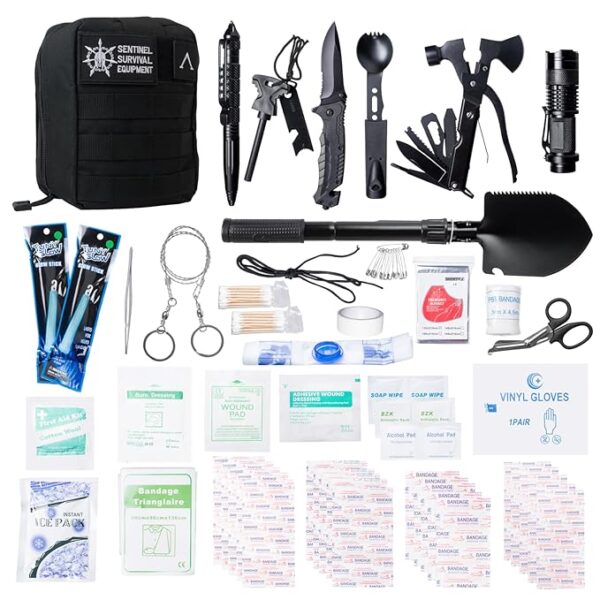 320-Piece Survival Kit | Emergency Gear for Camping, Hiking & Disaster Preparedness | Essential Roadside Emergency Kit | Molle Compatible Bug Out Bag | First Aid, Tactical Tools & Survival Essentials