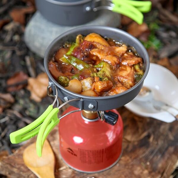 MalloMe Camping Cookware Mess Kit for Backpacking Gear â Camping Cooking Set - Camping Pots and Pans Set - Backpacking Stove/Portable Stove Compatible - Camp Kitchen Equipment Accessories Pot - Image 5
