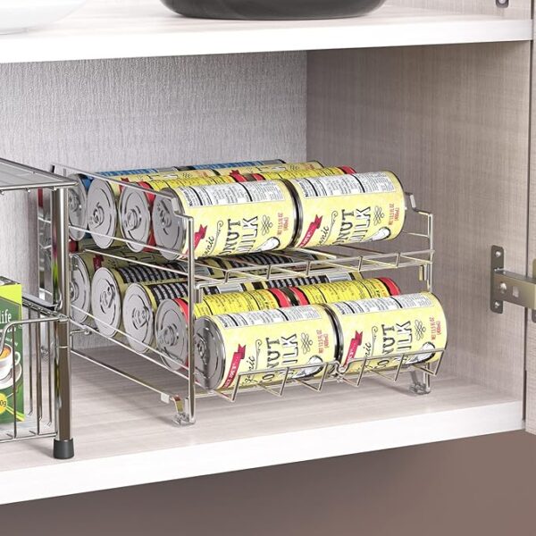 Simple Houseware Dual Row Front Loading Can Dispenser, Chrome - Image 5