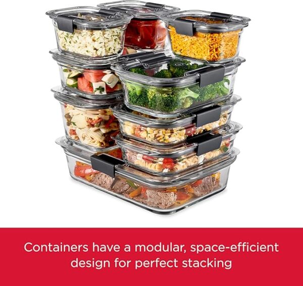 Rubbermaid Brilliance Glass Food Storage Containers, 3.2 Cup, Set of 4, BPA-Free, Leak-Proof, Clear - Image 6