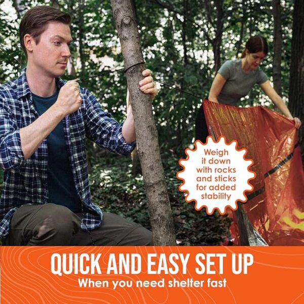 Go Time Gear Survival Life Tent â¢ 2 Person Mylar Emergency Shelter Tube Tent + Paracord â¢ All-Weather Protection for Camping, Hiking, & Survival Kits â¢ Includes Emergency Whistle - Image 6