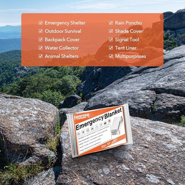 6 Pack Emergency Mylar Blanket, Emergency Blanket Space Blanket Survival Rescue Insulating Reflective foil kit Outdoors Hiking Camping Blanket Perfect for Outdoors, Hiking, Camping Survival - Image 4