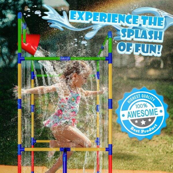 Kids Water Park Sprinkler Tunnel with Dunk Bucket for Kids | Outdoor Water Park for Kids Backyard Activity Summer Water Toy for Kids Outside - Image 2