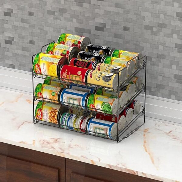 Deco Brothers Stackable Can Rack Organizer for Kitchen and Pantry, 3 Tier, Black - Image 4