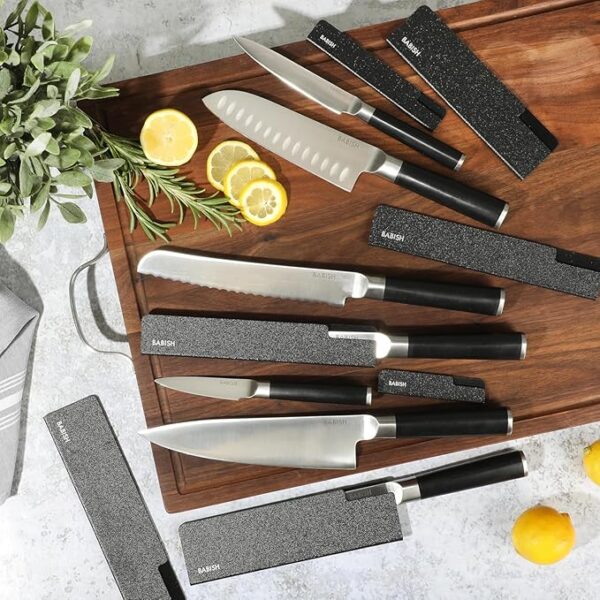 Babish High-Carbon 1.4116 German Steel 14 Piece Full Tang Forged Kitchen Knife Set W/Sheaths - Image 3