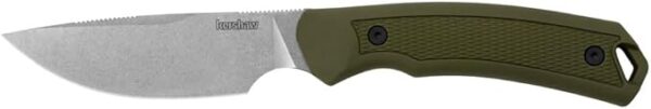 Kershaw Deschutes Skinner Fixed Blade Hunting Knife, Olive Handle with D2 Stainless Steel Drop Point Blade, Strong Grip with Finger Choil and Rubber Overlay, Includes Sheath - Image 2