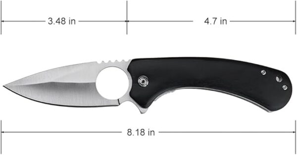 Elk Ridge Drop Point Folding Knife, 3.48" Satin Blade, Wood Handle, Pocket Clip, 8.18" Overall Length, Survival, EDC (Black) - Image 5