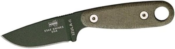 ESEE Knives Izula-II Fixed Blade Knife, Micarta Handle, Molded Sheath, Clip Plate (OD Green) - Image 2