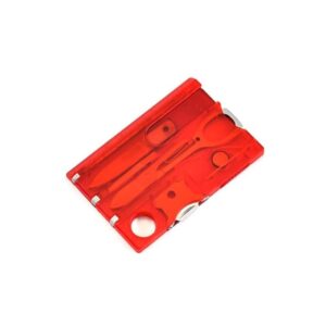 Red Outdoor Survival Bottle Opener Card Multi Tool Outdoor Barbecue Knife Camping Tool Hiking LED Light Magnifier EDC Tool Gear Multitools, Lite Pocket Tool Kit