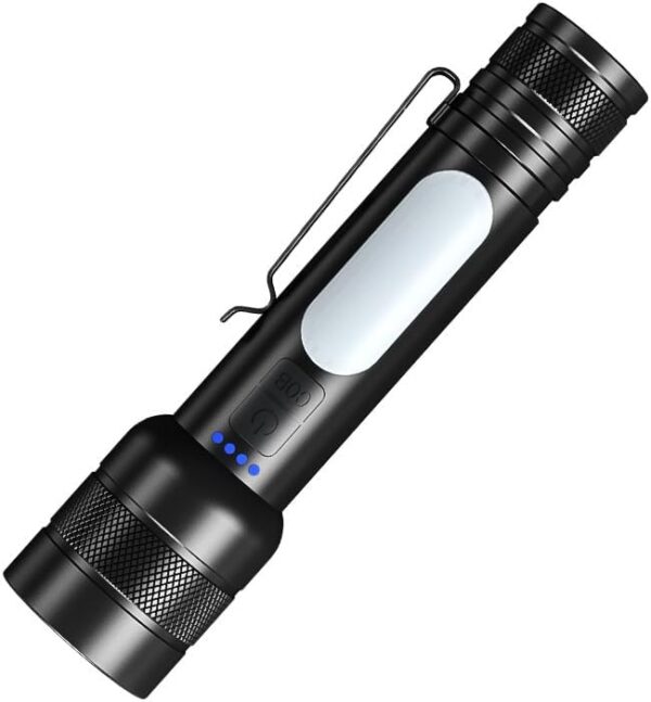 LED Flashlight with 2000mAh Battery, 600 Lumens, and Adjustable Brightness Compact Type-C Rechargeable Torch for Outdoor and Emergency Use - Image 2