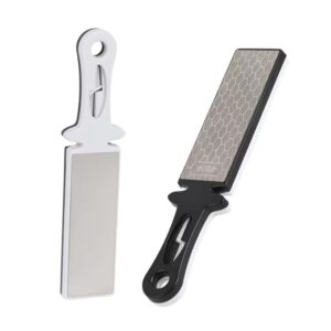 DMD Dual-Sided Diamond Knife Sharpener â 400# Coarse Grit & 1000# Fine Grit with Tungsten Steel Edge and Ceramic Rod â Professional Multi-Stage Sharpening Tool for Kitchen, Outdoor, & Survival Knives