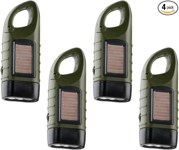 TOCH 4-Pack Hand Crank Solar Powered Flashlight LED Flashlight Emergency Lights for Outdoor Sports Hiking Campings - Image 2