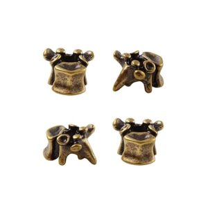 Ximimark 4pcs Brass Spine Bead Charm for Paracord Bracelet, EDC Survival Knife Lanyard Accessory, DIY Jewelry Making Beads, Metal Pendant Keychain, Personality Theme Decorative Craft Bead, No Plating